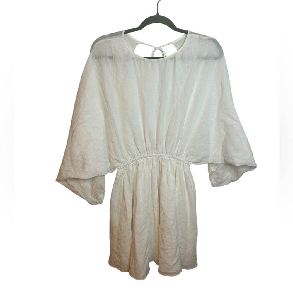 Loup Charmant White Cotton Dolman Open Back Mini Dress